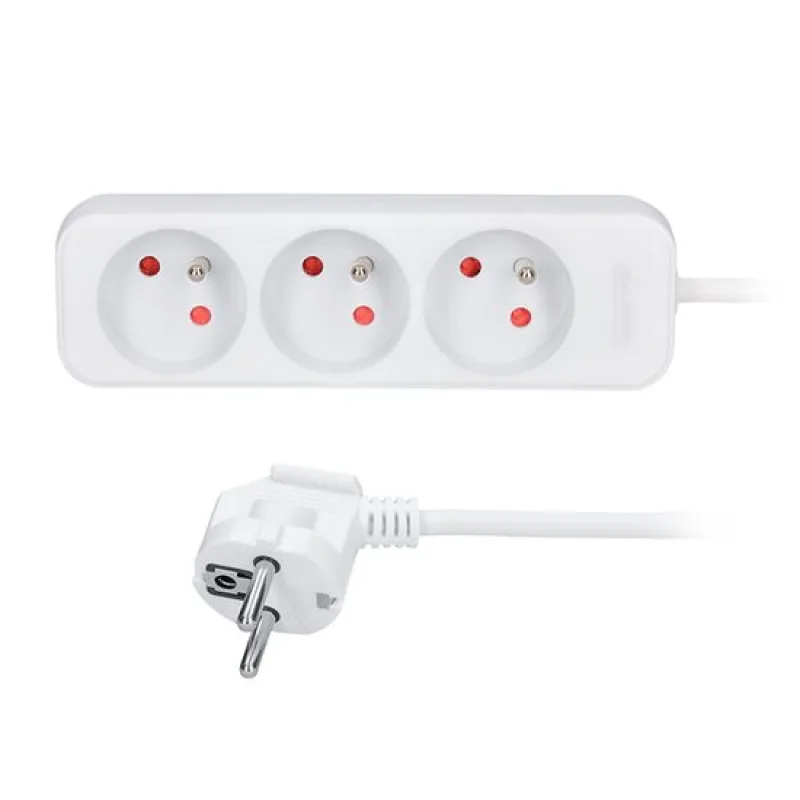 Solight predlžovací prívod 5m, 3 zásuvky, 16A/3680W, PVC, biely PP04X