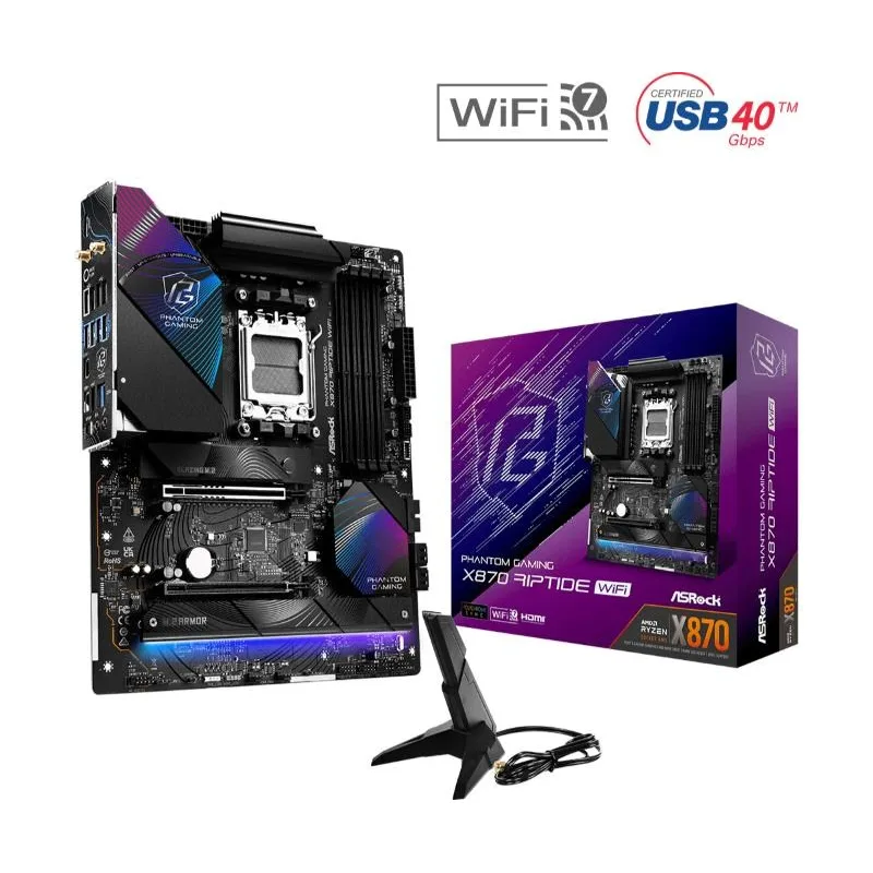 ASRock MB Sc AM5 X870 RIPTIDE WIFI, AMD X870, 4xDDR5, 1xHDMI, 2xUSB4,…