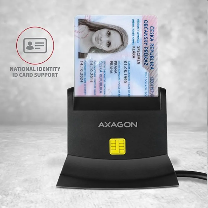AXAGON CRE-SM2, USB-A StandReader 4-slot čítačka Smart card (eObčanka) +…