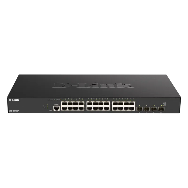 D-Link DXS-1210-28T 24 x 10 G Base-T portov + 4 x 10 G/ 25 G SFP28 portov…