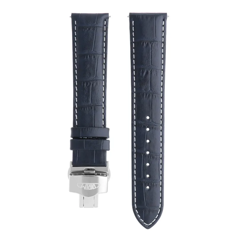 PRIm Kvalitní kožený řemínek PRIM s prošitím a vzorem aligátora RB.13234 (22 mm) - tmavě modrý