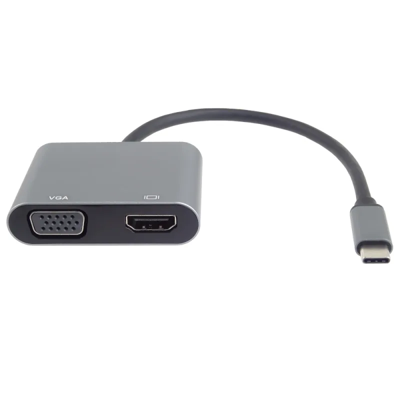 PremiumCord MST adaptér USB-C na HDMI + VGA, rozlíšenie 4K a FULL HD…