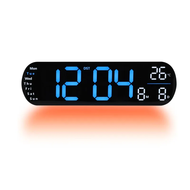 JVD Digitální černé nástěnné hodiny s LED modrými číslicemi JVD DH5502.1