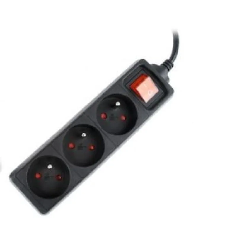 GEMBIRD predlžovačka 3FR/ 10A/ C14, 0, 6m, čierna EG-PSU3F-01
