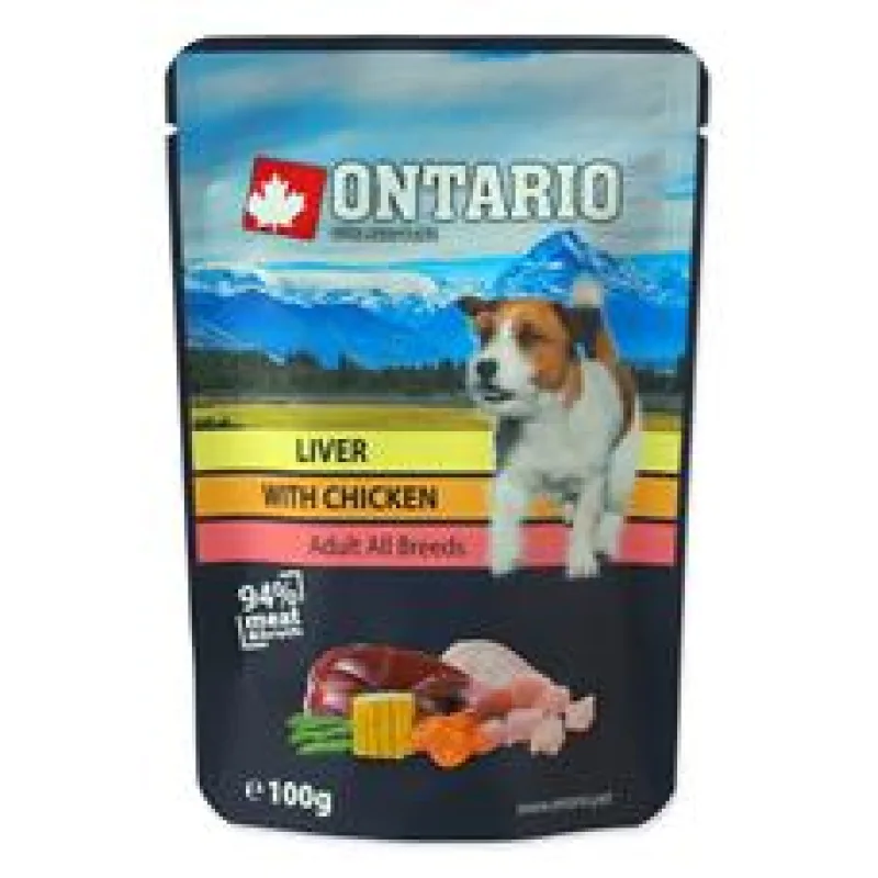 Kapsička ONTARIO Dog Liver with Chicken in Broth 100 g