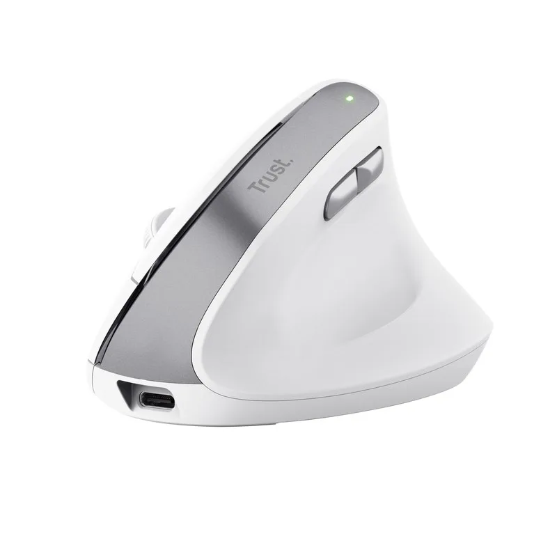 TRUST myš Bayo II Ergonomická vertikální myš, Bezdrátová, bílá 25398