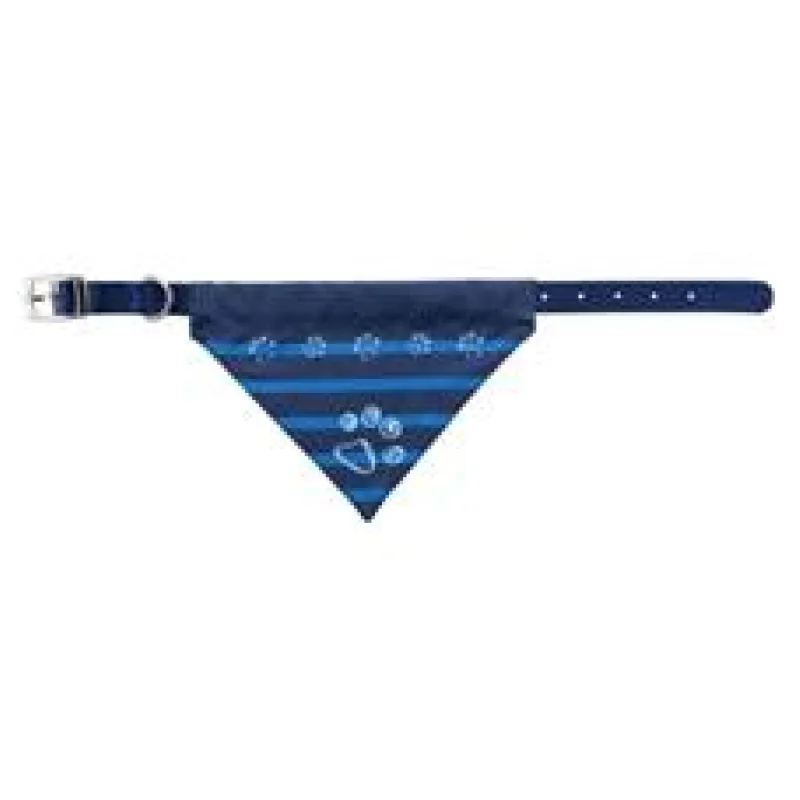 Nylonový obojek se šátkem modrý indigo M 37-47 cm/20 mm