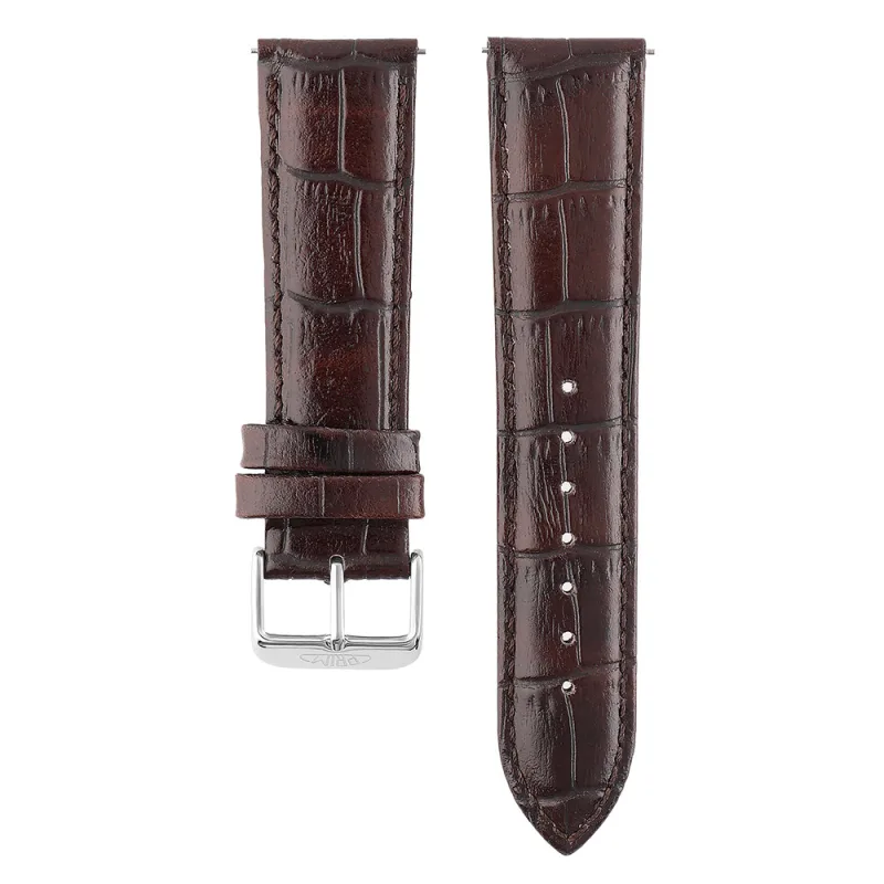 MPM Unisex kožený řemínek na hodinky RB.15893 (22 mm) - tmavě hnědý RB.15893.2220.5252.L1