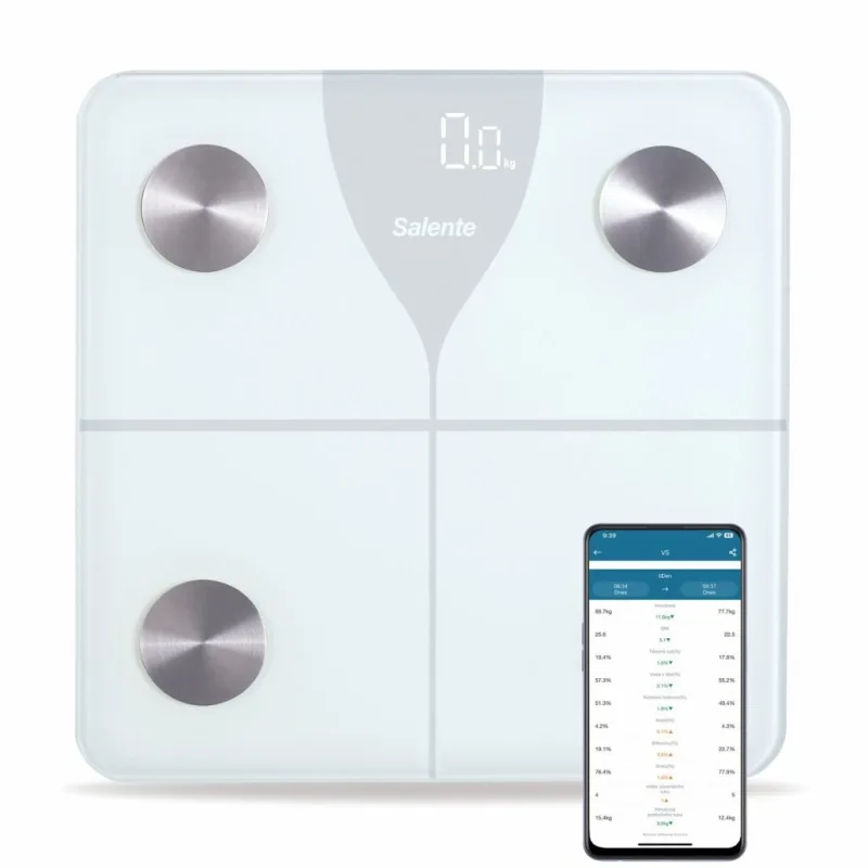 Salente SlimFit, osobní diagnostická fitness váha, Bluetooth, bílá…