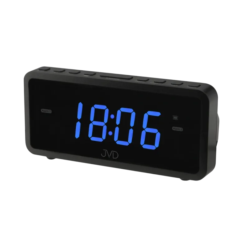 Digitální budík do sítě s modrými LED svítícími čísly a vibracemi JVD SB701.2