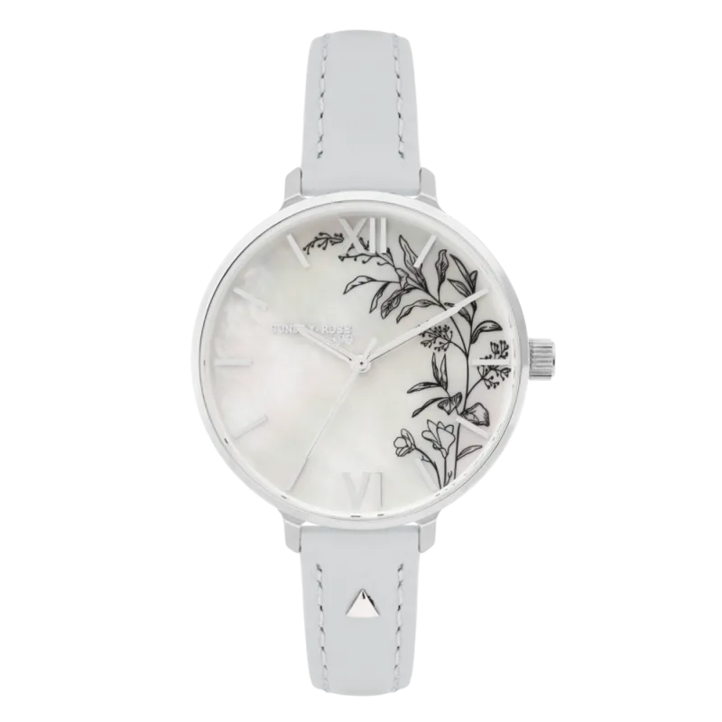 JVD Dámské květinové designové ocelové hodinky SUNDAY ROSE Winter SUN-S26