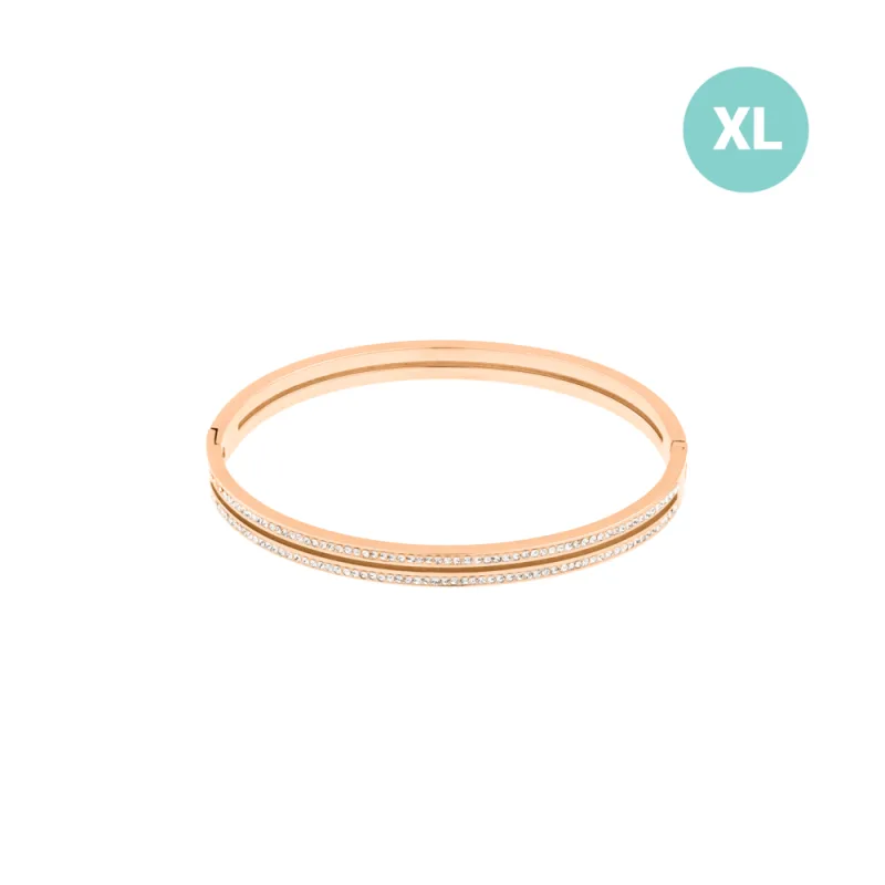 JVD Dámský rose gold ocelový náramek se zirkony SSSB0058XI8ROXL