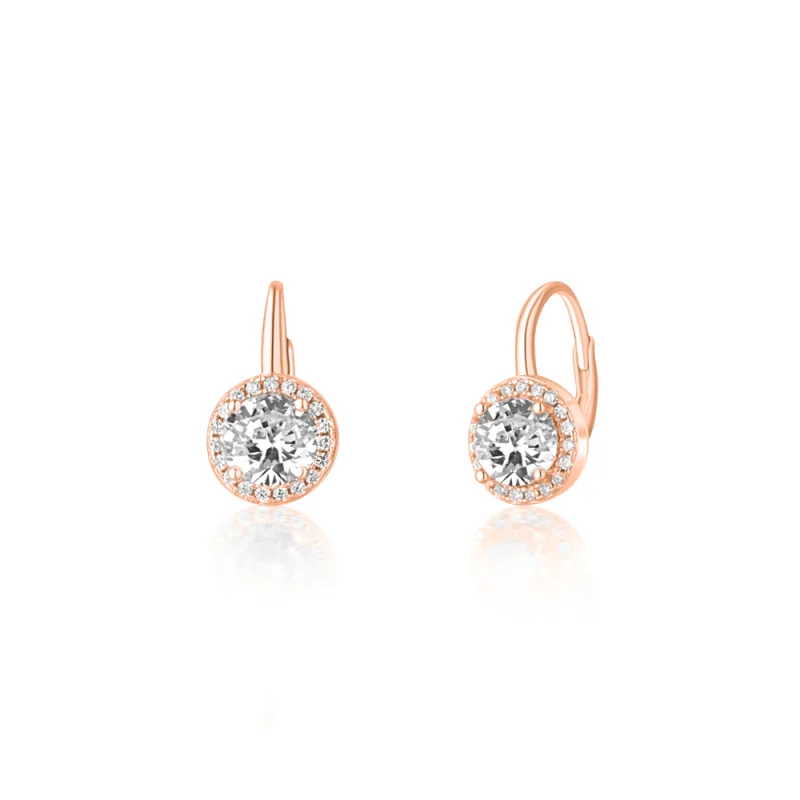 JVD Dámské stříbrné rose gold klasické náušnice se zirkony ryz. 925/1000 SVLE0986XH2RO00