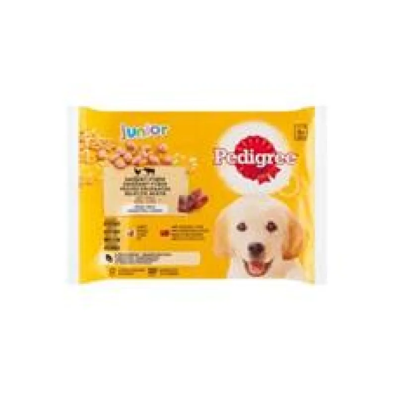 Pedigree kapsa Junior kuře+rýže/hov+rýže v želé 4x100g