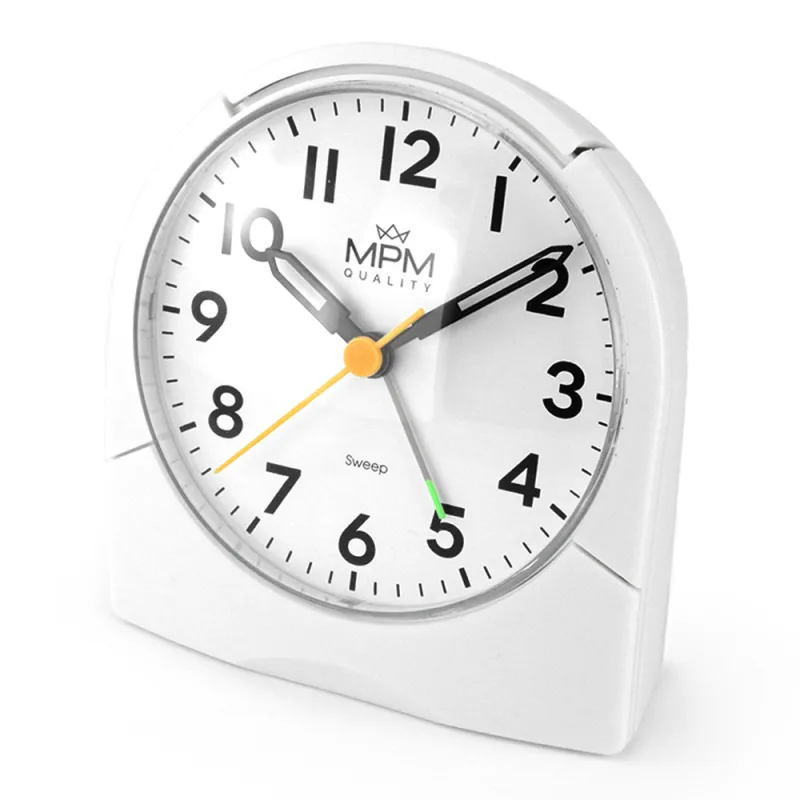 MPM Bílý netikající sweep budík MPM C01.4054.00