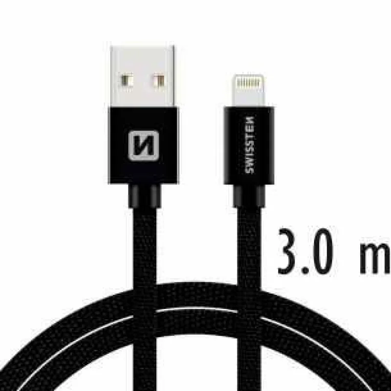 Swissten Data Cable Textile USB / Lightning 3 m, black 71527600