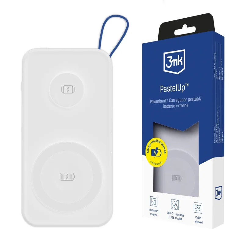 3mk PastelUp Powerbank 10, 000mAh 22.5W USB 1A1C - White 5903108583268