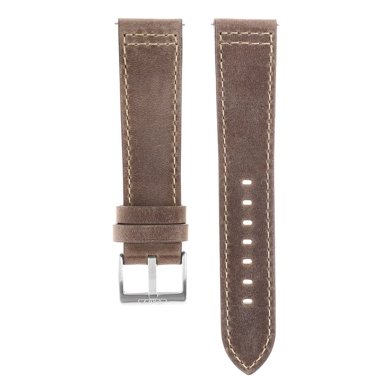 PRIM Pánský hnědý kožený řemínek na hodinky RB.13191 (22 mm) - šedohnědý - Prim Pilot Dual time 2023