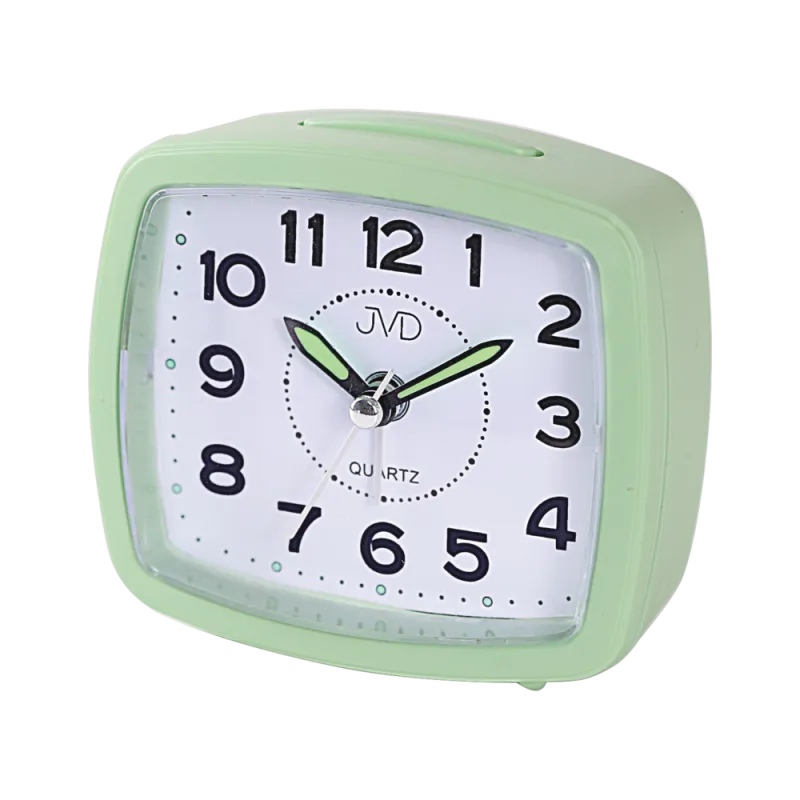 JVD Analogový ručkový zelený budík JVD SRP8506.1 s osvětlením