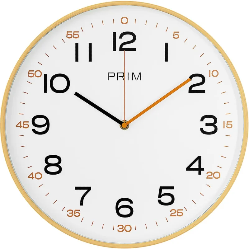 PRIM Rádiem řízené nástěnné plastové hodiny PRIM PRIM Radio Sandy - světle hnědé E01P.4589.51