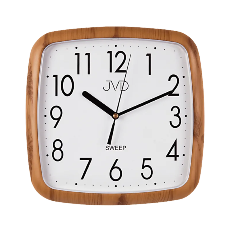 JVD Hranaté nástěnné hodiny JVD quartz H615.4 imitace dřeva