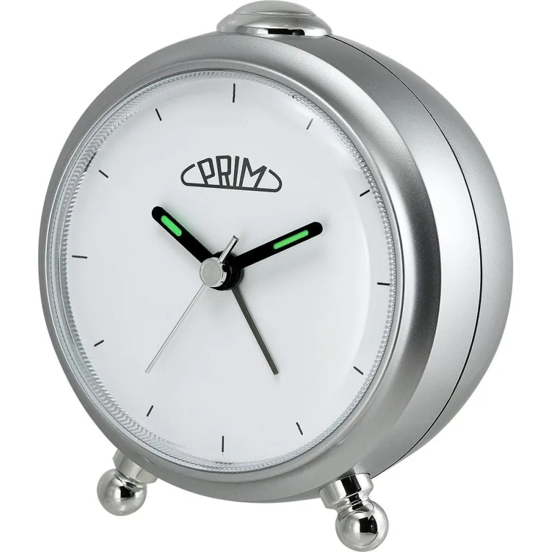 PRIM Stříbrný budík Alarm Simply - C01P.3796.7000.I