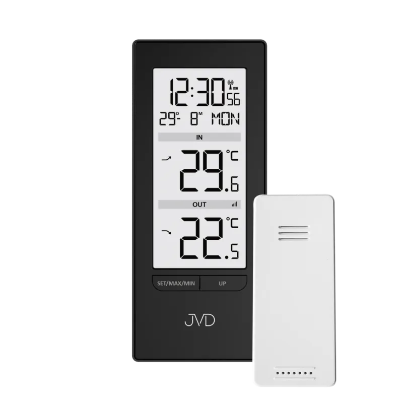 JVD Hrantý černý digitální čitelný bezdrátový teploměr JVD T3348.1