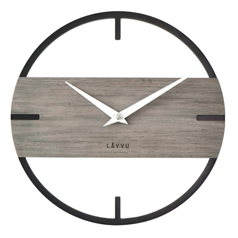 LAVVU Stylové dřevěné hodiny LOFT v industriálním vzhledu ⌀35cm LCT4011
