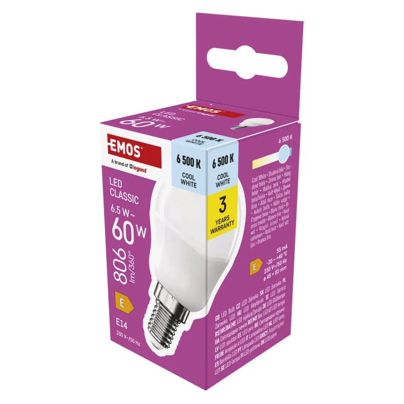 EMOS LED CLS MINI GLOBE 6, 5 W (60 W) 806lm E14 CW 1525731113