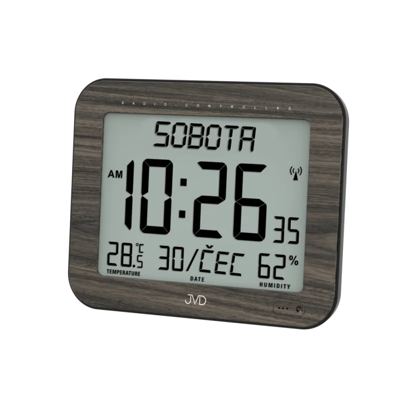 JVD Velké černé rádiem řízené digitální hodiny JVD DH9363.2 imitace dřeva