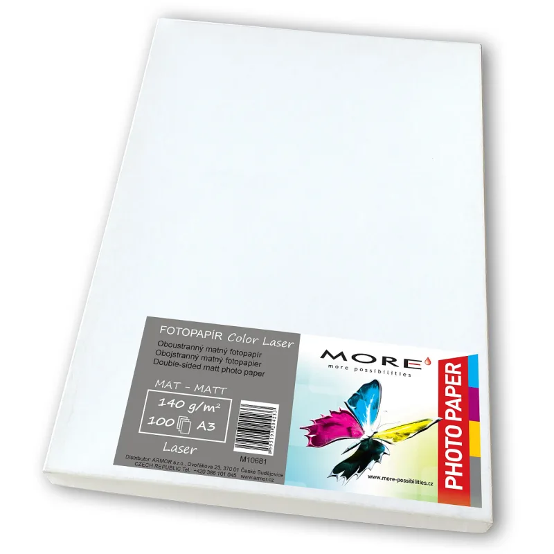 Fotopapier matný biely kompatibilný s A3; 140g/ m2;kompatibilný s laser…