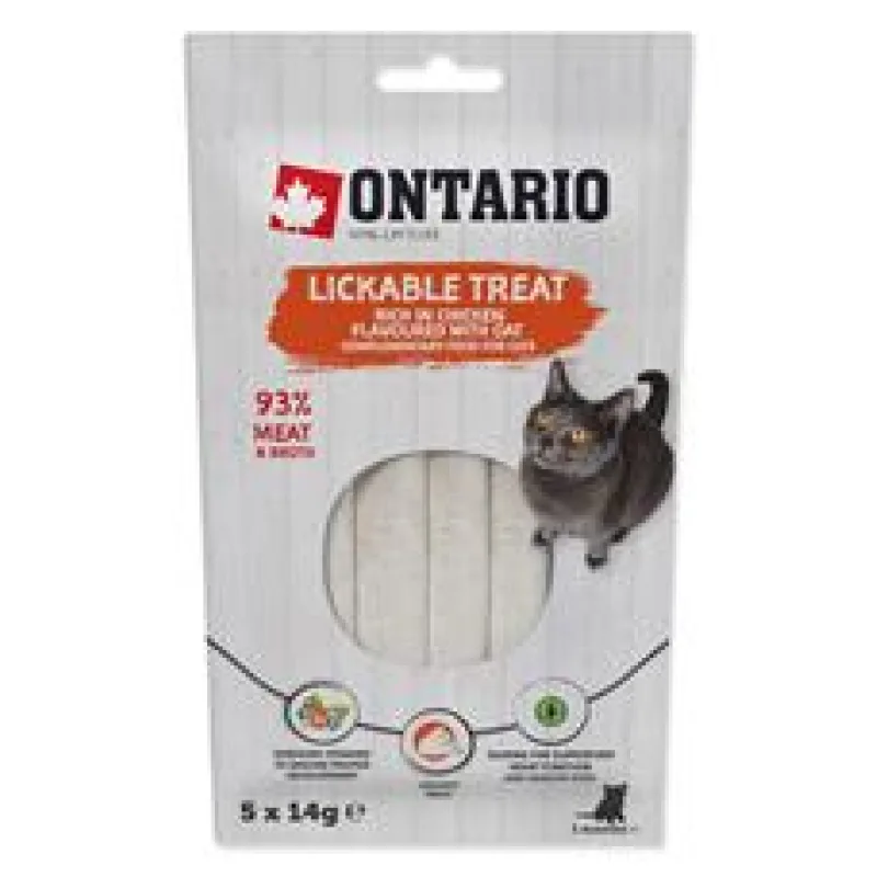 Pochoutka ONTARIO lízací bohatá na kuřecí ochucená ovsem 5 x 14g
