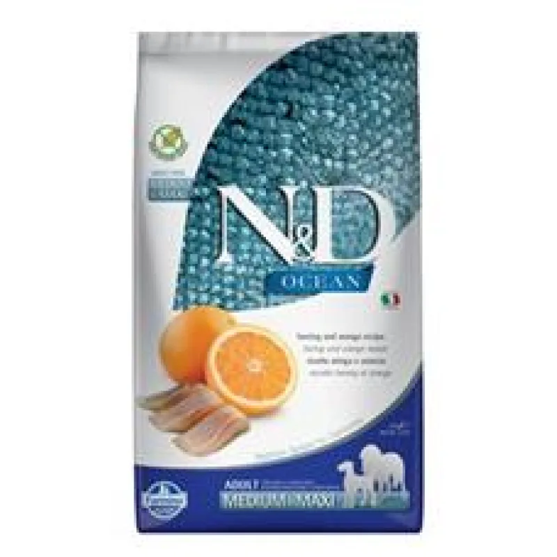N&D OCEAN DOG Adult M/L Herring & Orange 2 x 12 kg