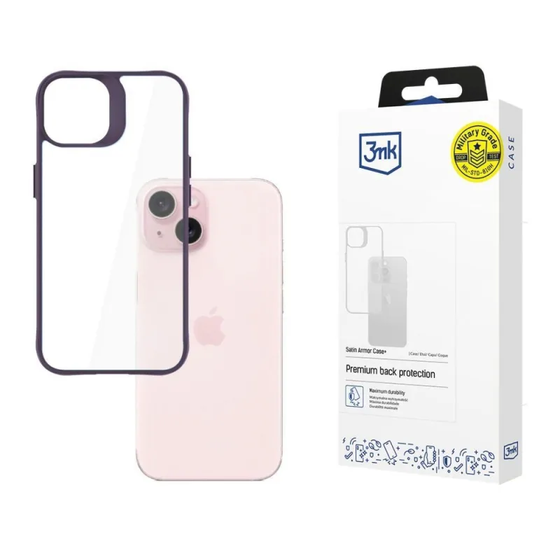 3mk ochranný kryt Satin Armor Case+ Purple pro Apple iPhone 15…