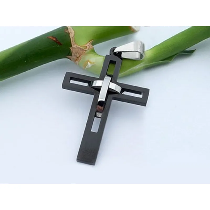 MPM Přívěsek z chirurgické oceli Pendant 8187, Silver/Black