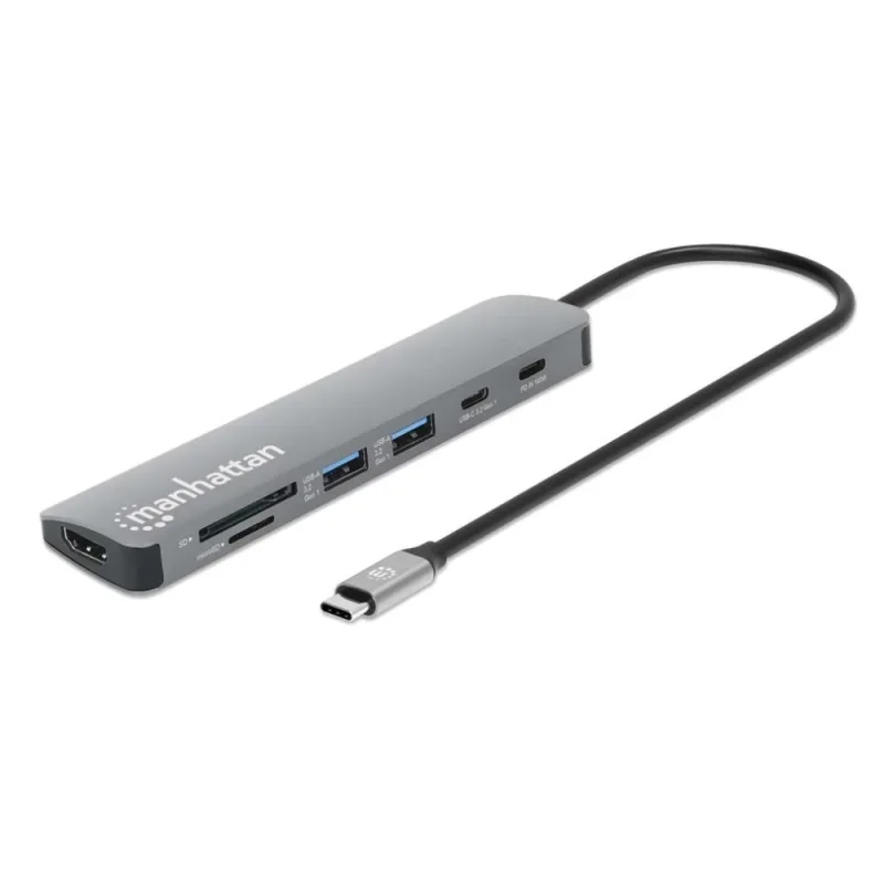MANHATTAN Dokovací stanice USB-C 7v1, 1xHDMI, 2xUSB-C, 2xUSB, čtečka…
