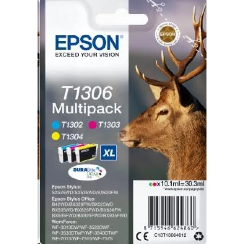 Atrament EPSON Multipack 3-farebný atrament "Deer" T1306 DURABrite Ultra…