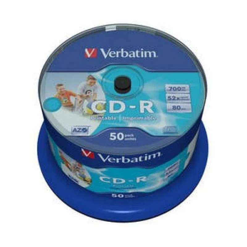 VERBATIM CD-R(50-Pack)Spindle/ Inkjet Printable/ 52x/ 700MB / Non ID…