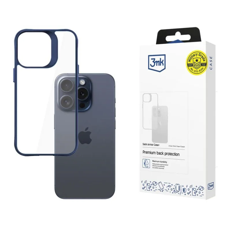 3mk ochranný kryt Satin Armor Case+ Blue pro Apple iPhone 15 Pro…