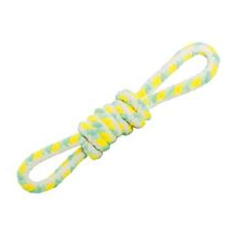 Hebké pletené přetahovadlo "osma" HipHop PLUSH 24 cm, pistáciová, žlutá, bílá 1 ks