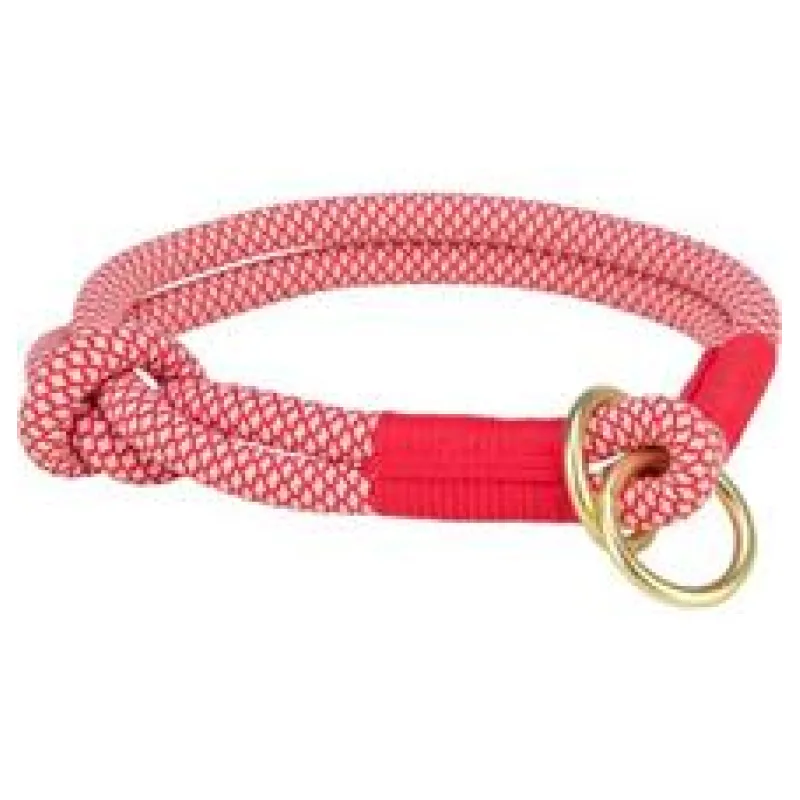 Soft Rope kulatý polostahovací obojek, červená/krémová L: 50 cm/ 10 mm