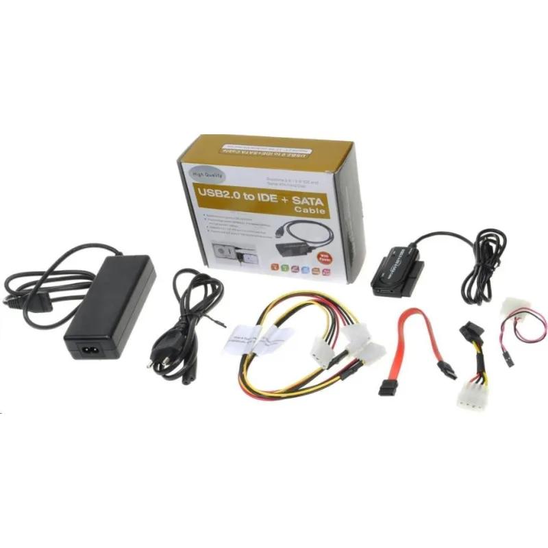PREMIUMCORD USB 2.0 - adaptér IDE + SATA s káblom a prídavným napájaním…