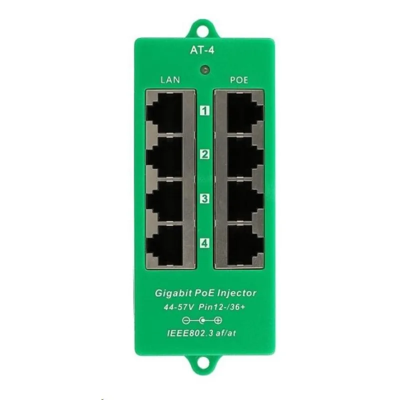 POE injektor aktivní - 4x 1Gb/ s, stíněný, svorkovnice, 802.3af/ at…