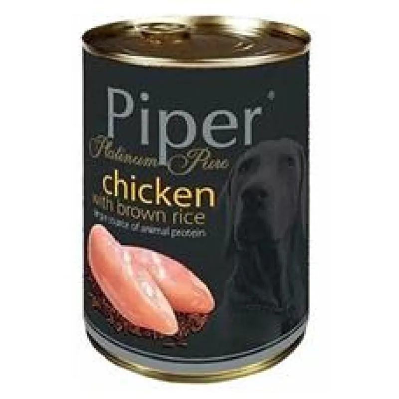 PIPER PLATINUM PURE kuře s hnědou rýží, konzerva pro psy 400 g