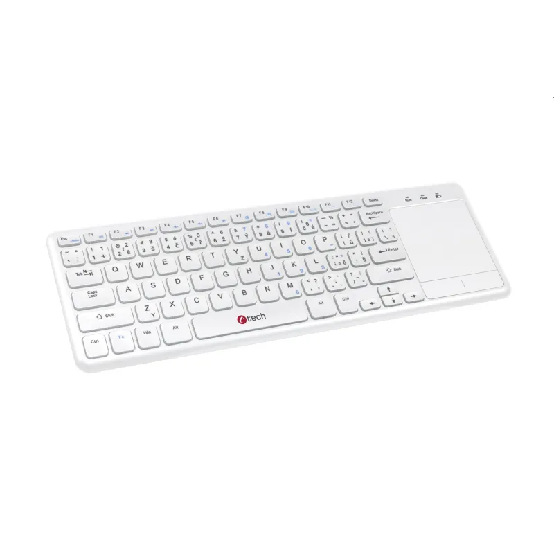 Klávesnica C-TECH WLTK-01, bezdrôtová klávesnica s touchpadem, biela, USB…