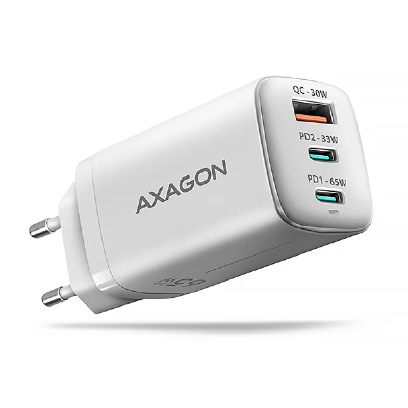 AXAGON ACU-DPQ65W, GaN nabíjačka do siete 65W, 3x port…