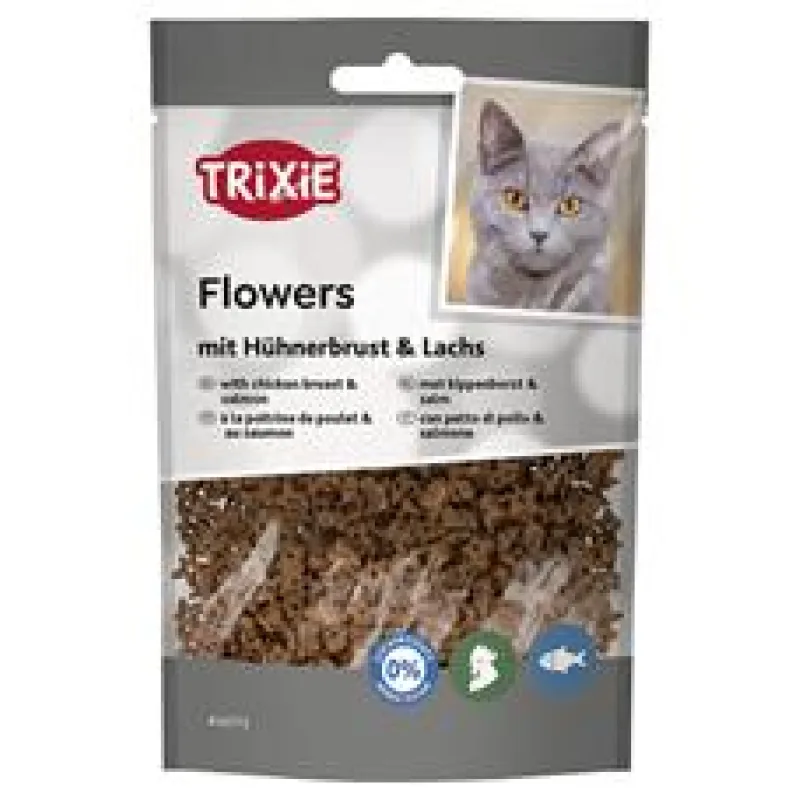 Flowers, kytičky s kuřecími prsy a lososem 50g