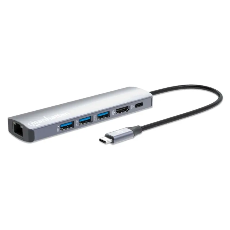 MANHATTAN Dokovací stanice USB-C 6v1, 1xHDMI, 1xUSB-C, 3xUSB, 1xRJ45,…