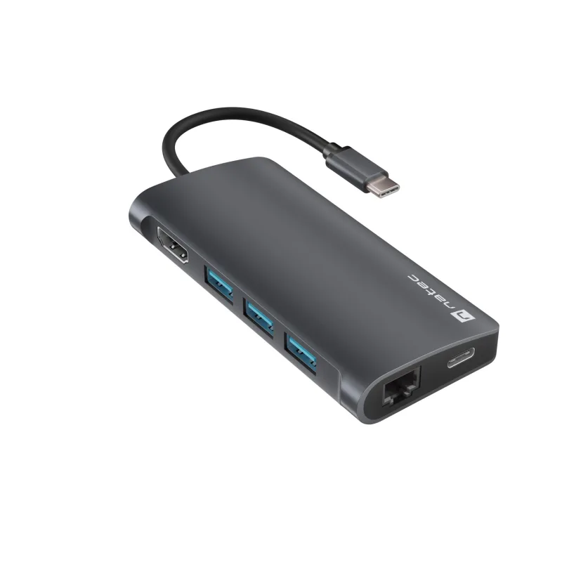 Natec multiport adaptér FOWLER 2 3X USB 3.0 HUB, HDMI 4K, USB-C, RJ45, SD…