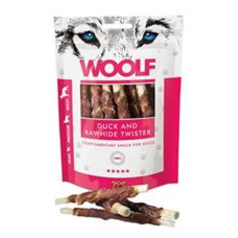 WOOLF pochoutka Duck&Rawhide twister 100g